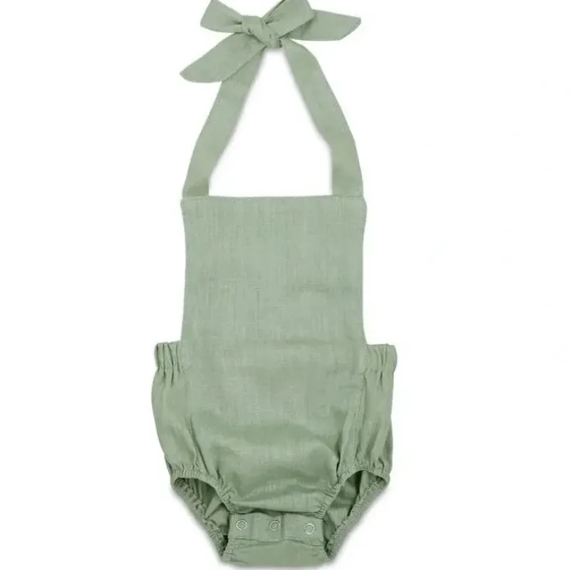 Shop All|Babe Basics - Summer Baby Romper, Sage - cutbabycare.com | baby boutique & care hub