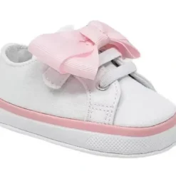 Shop All|Baby Deer - Baby Girl Canvas Sneaker Oversized Bow, White - cutbabycare.com | baby boutique & care hub