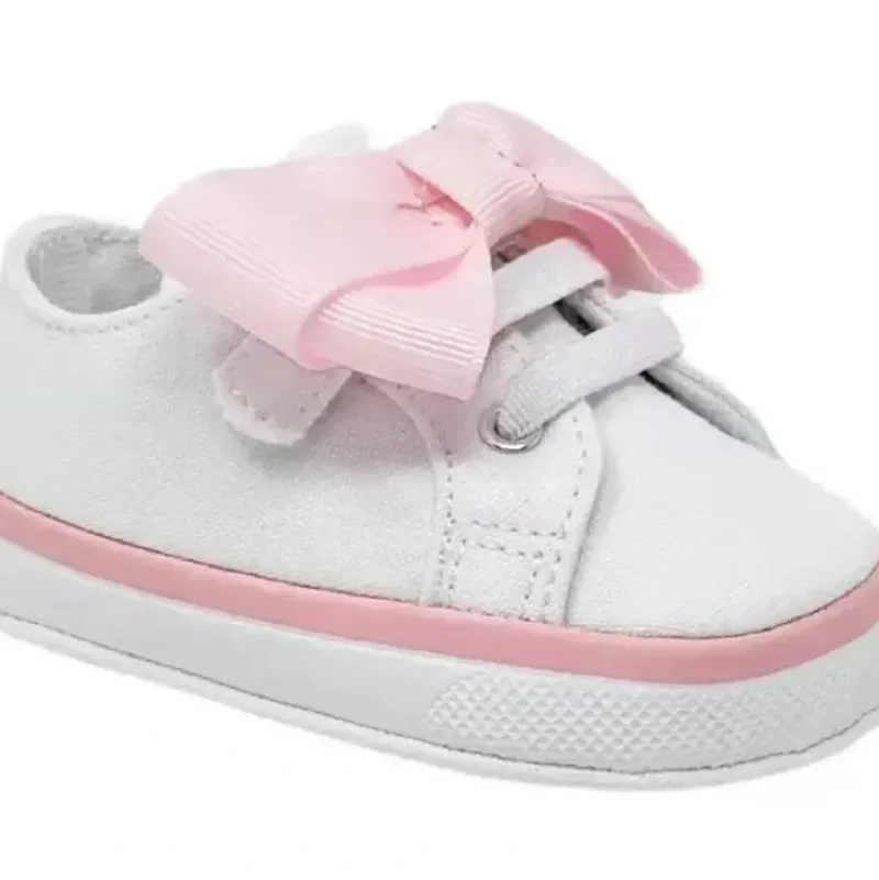 Shop All|Baby Deer - Baby Girl Canvas Sneaker Oversized Bow, White - cutbabycare.com | baby boutique & care hub