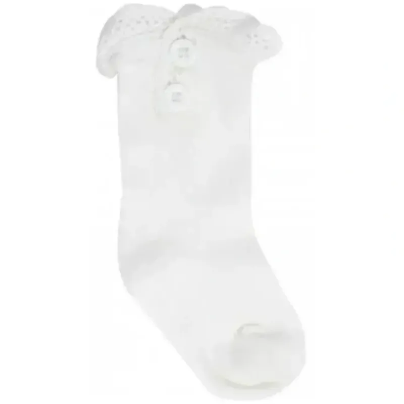 Shop All|Baby Deer - Baby Girl Ivory Boot Sock With Lace Trim - cutbabycare.com | baby boutique & care hub