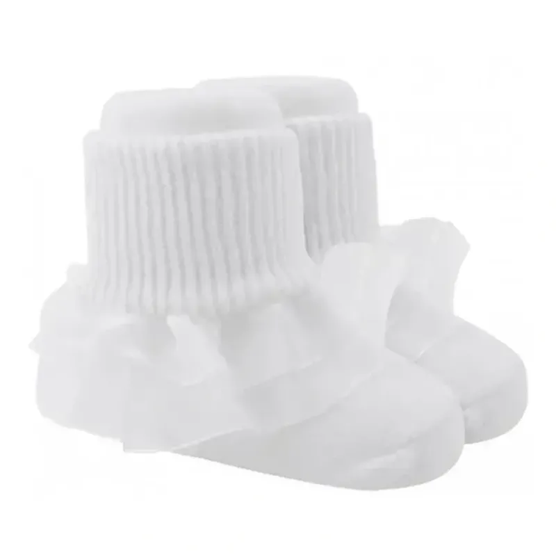 Shop All|Baby Deer Bootie Sock with Sheer Trim, White - cutbabycare.com | baby boutique & care hub