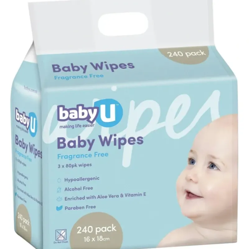 Shop All|Baby U Baby Wipes Fragrance Free 240 Pack - cutbabycare.com | baby boutique & care hub