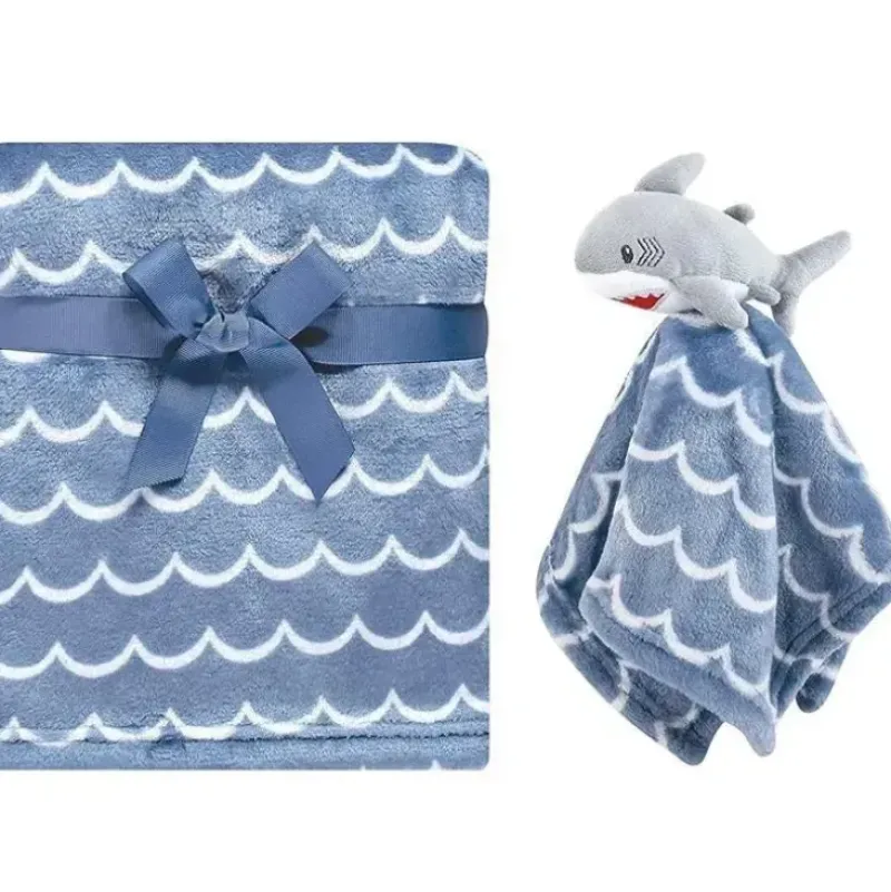 Stroller|Baby Vision - Hudson Baby Plush Blanket with Security Blanket, Shark - cutbabycare.com | baby boutique & care hub