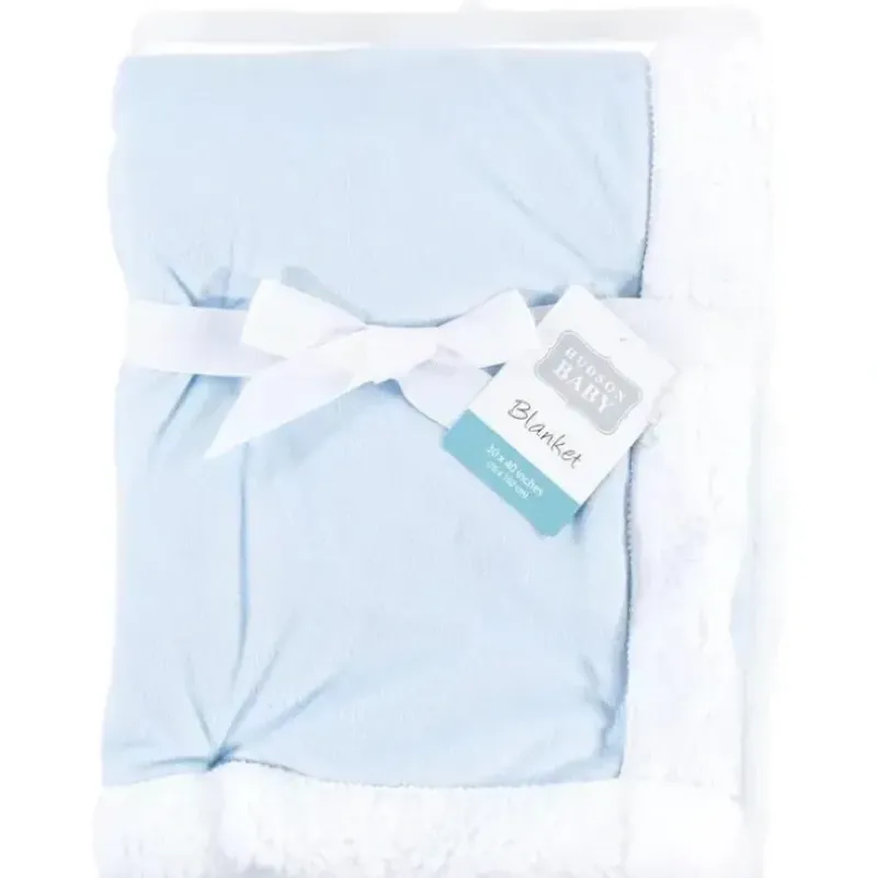 Shop All|Baby Vision - Hudson Baby Unisex Baby Plush Mink and Sherpa Blanket, Light Blue White - cutbabycare.com | baby boutique & care hub