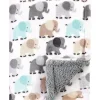 Stroller|Baby Vision - Luvable Friends Unisex Baby Plush Blanket with Sherpa Back, Gray Elephant - cutbabycare.com | baby boutique & care hub