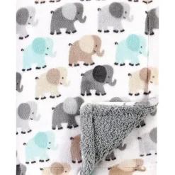 Stroller|Baby Vision - Luvable Friends Unisex Baby Plush Blanket with Sherpa Back, Gray Elephant - cutbabycare.com | baby boutique & care hub