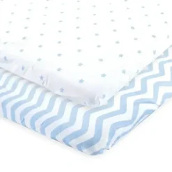 Shop All|Baby Vision - Luvable Friends Unisex Baby Fitted Playard Sheet, Blue Chevron Stars - cutbabycare.com | baby boutique & care hub