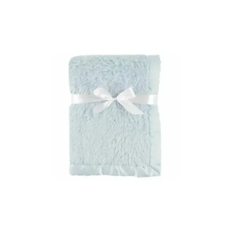 Shop All|Baby Vision - Sherpa Blanket With Satin Binding, Powder Blue - cutbabycare.com | baby boutique & care hub