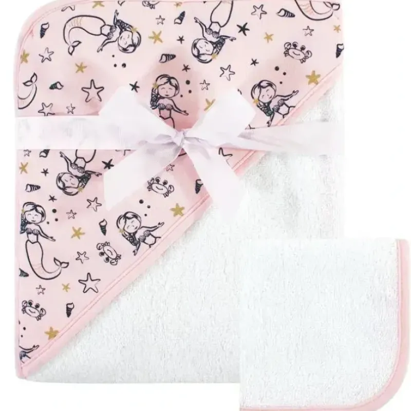 Shop All|Baby Vision - Woven Hooded Towel & Washcloth, Mermaid - cutbabycare.com | baby boutique & care hub