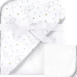 Bath Potty|Baby Vision Bath - Print Woven Hooded Towel And Washcloth, Gray Cloud - cutbabycare.com | baby boutique & care hub