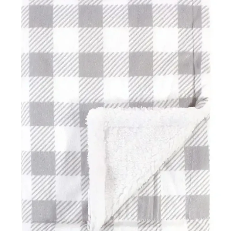 Stroller|Baby Vision Blanket with Sherpa Back, Gray Plaid - cutbabycare.com | baby boutique & care hub