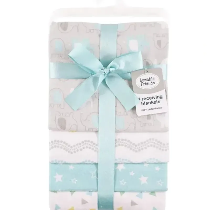 Shop All|Baby Vision Luvable Friends 4Pk Flannel Receiving Blanket 28X28 In Basic Elephant - cutbabycare.com | baby boutique & care hub