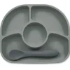 Shop All|Bbluv - Yümi 4-Section Silicone Plate And Spoon, Grey - cutbabycare.com | baby boutique & care hub