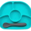 Shop All|Bbluv - Yümi 4-Section Silicone Plate And Spoon, Aqua - cutbabycare.com | baby boutique & care hub
