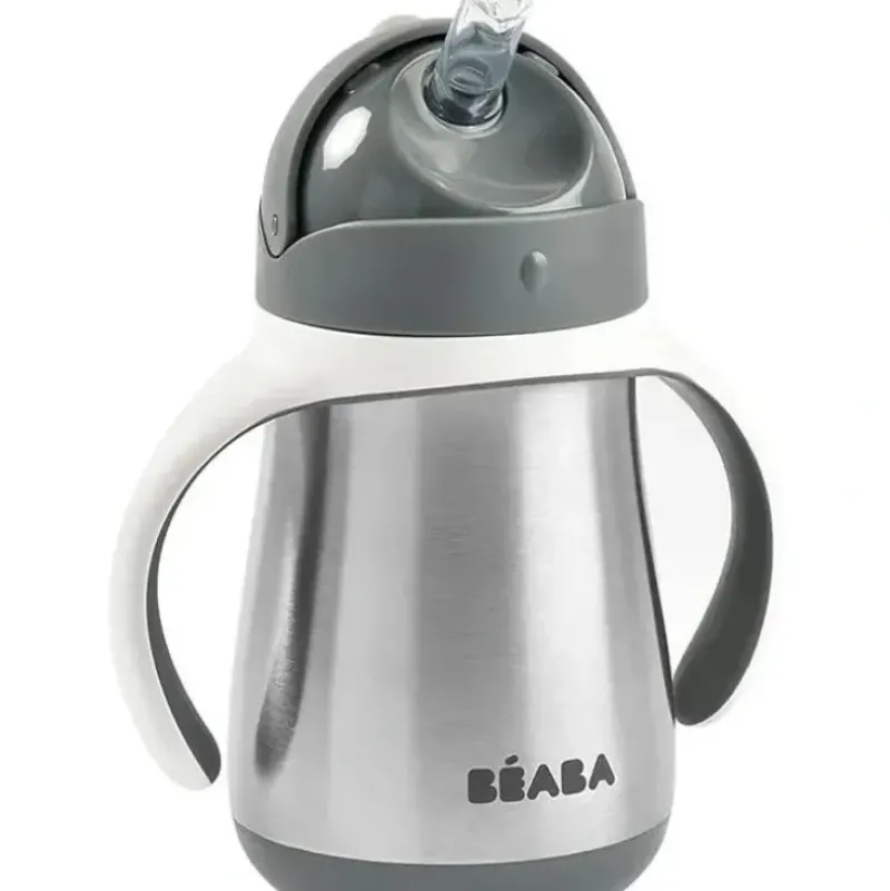 Shop All|Beaba - Stainless Steel Straw Sippy Cup, Charcoal - cutbabycare.com | baby boutique & care hub
