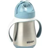 Shop All|Beaba - Stainless Steel Straw Sippy Cup with Handles, Rain - cutbabycare.com | baby boutique & care hub