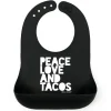 Shop All|Bella Tunno - Peace, Love, Taco Wondr Bib, Black - cutbabycare.com | baby boutique & care hub