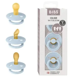 Health Safety|Bibs - Pacifiers 0-6 Months, 3-Pack Soothers, BPA-Free Symmetrical Nipple, Baby Blue - cutbabycare.com | baby boutique & care hub