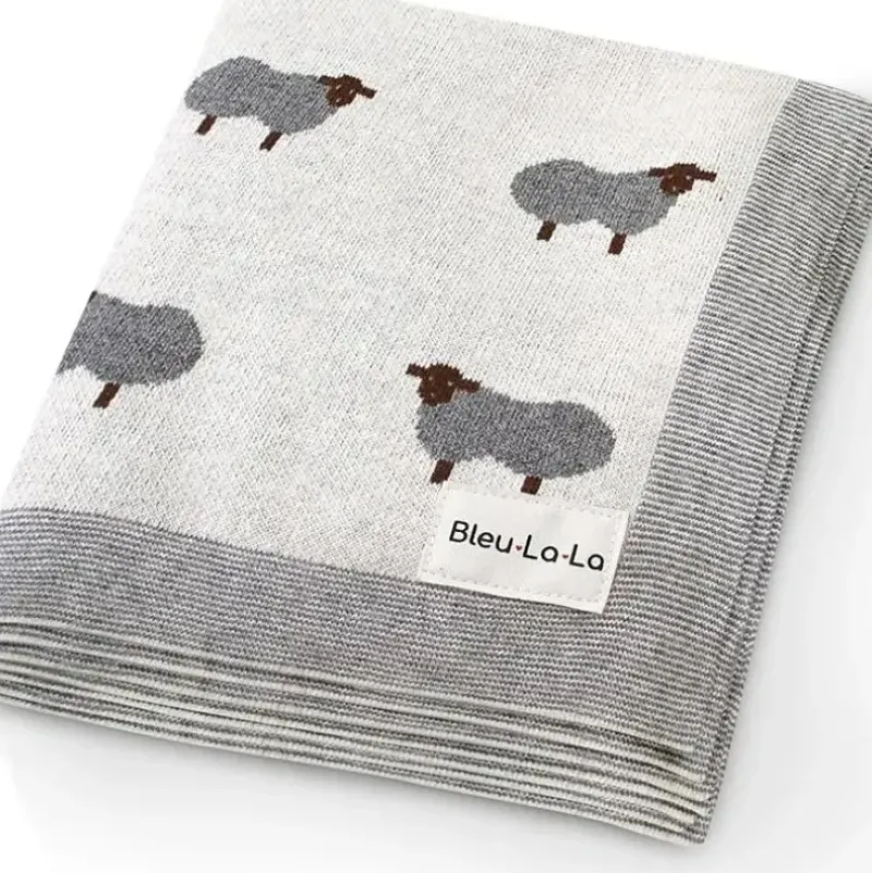 Stroller|Bleu La La - 100% Luxury Cotton Swaddle Receiving Baby Blanket, Sheep Ivory - cutbabycare.com | baby boutique & care hub