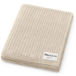 Car Seats|Bleu La La - 100% Luxury Organic Cotton Ribbed Baby Swaddle Blanket, Oatmeal - cutbabycare.com | baby boutique & care hub