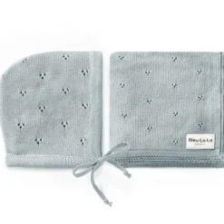 Car Seats|Bleu La La - 100% Organic Cotton Luxury Organic Blanket + Bonnet Hat Set, Blue - cutbabycare.com | baby boutique & care hub