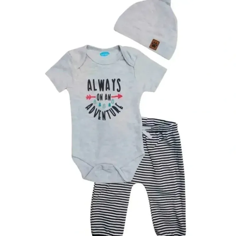 Shop All|Bon Bebe 3 Piece Gray Bodysuit Set - cutbabycare.com | baby boutique & care hub