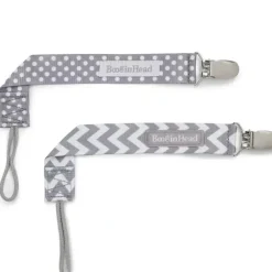 Shop All|Booginhead - Pacifier Clip Pacigrip 2Pk, Grey Chevron/Dots - cutbabycare.com | baby boutique & care hub