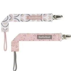 Shop All|Booginhead 2-Pack Pacifier Clips, Pink Rainbows - cutbabycare.com | baby boutique & care hub