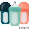 Shop All|Boon - 3Pk Nursh Silicone Bottle 8Oz, Mint/Cantaloupe/Navy - cutbabycare.com | baby boutique & care hub