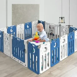 Shop All|BoPeep Kids Baby Playpen Foldable Child Safety Gate Toddler Fence 18 Panels Blue - cutbabycare.com | baby boutique & care hub
