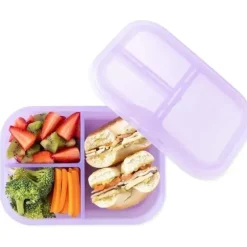 Health Safety|Bumkins - Bumkins Snack/Lunch Bento Box, 3 Compartment Container, Purple Jelly - cutbabycare.com | baby boutique & care hub