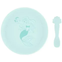 Health Safety|Bumkins - Disney Baby and Toddler Silicone Plate and Spoon Set, 6 Months Up, Princess Ariel - cutbabycare.com | baby boutique & care hub