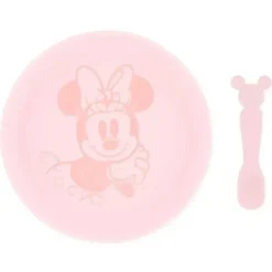 Health Safety|Bumkins - Disney Baby and Toddler Silicone Plate and Spoon Set, 6 Months Up, Minnie Mouse - cutbabycare.com | baby boutique & care hub