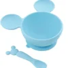 Shop All|Bumkins - Silicone Feeding Set with Suction for Baby and Toddler, Mickey Mouse Light Blue - cutbabycare.com | baby boutique & care hub