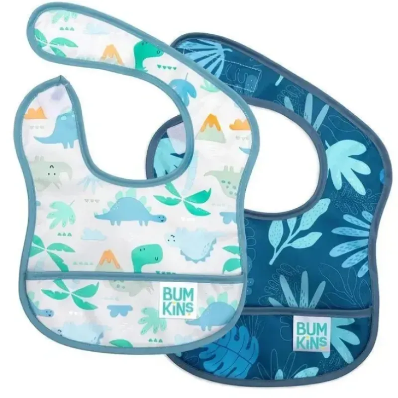 Shop All|Bumkins - Starter Bib 2 Pack, Dinosaurs/Blue Tropic - cutbabycare.com | baby boutique & care hub