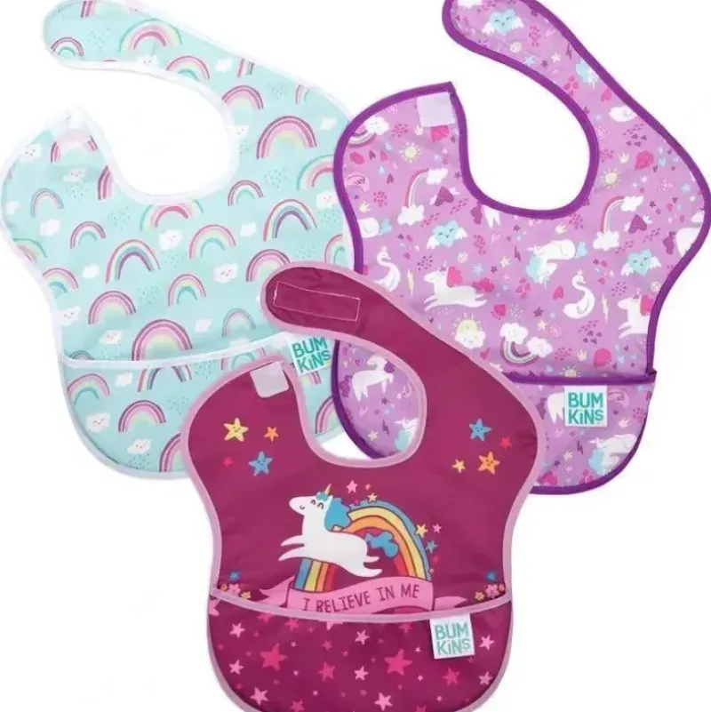 Shop All|Bumkins - SuperBib 3 Pack, Unicorn/Rainbows - cutbabycare.com | baby boutique & care hub