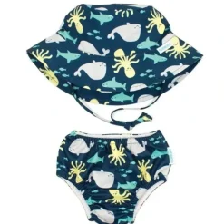 Shop All|Bumkins Reusable Swim Diaper and Hat, UPF +50, Deep Sea - cutbabycare.com | baby boutique & care hub