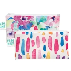 Shop All|Bumkins Small Reusable Snack Bag 2-Pack, Watercolor/Brush Strokes - cutbabycare.com | baby boutique & care hub