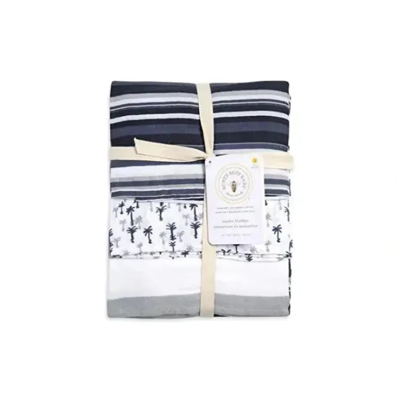 Stroller|Burt's Bee Set of 3 Breezy Palms Organic Baby Muslin Swaddle Blankets 3 Pack - cutbabycare.com | baby boutique & care hub