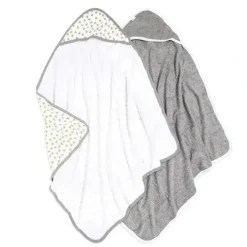 Shop All|Burt's Bees - 2 Pk Infant Ply Hooded Towels 100% Organic Cotton, Cloud - cutbabycare.com | baby boutique & care hub