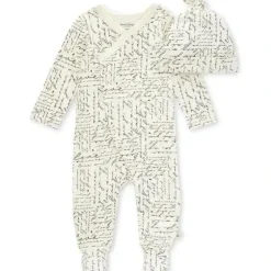 Shop All|Burts Bees - My Love Will Follow Footed Jumpsuit & Knot Hat Set, Eggshell - cutbabycare.com | baby boutique & care hub