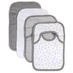 Shop All|Burts Bees - 4Pk Baby Bee Bib Essentials Set, Heather Grey - cutbabycare.com | baby boutique & care hub