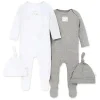 Shop All|Burts Bees - 2Pk Baby Coveralls & Knot Top Hats, Heather Grey Preemie - cutbabycare.com | baby boutique & care hub