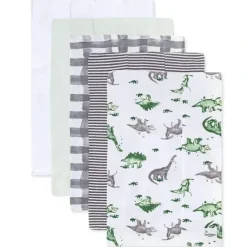 Shop All|Burts Bees - 5Pk Fashion Burp Cloths Happy Herbivores, Charcoal Heather - cutbabycare.com | baby boutique & care hub