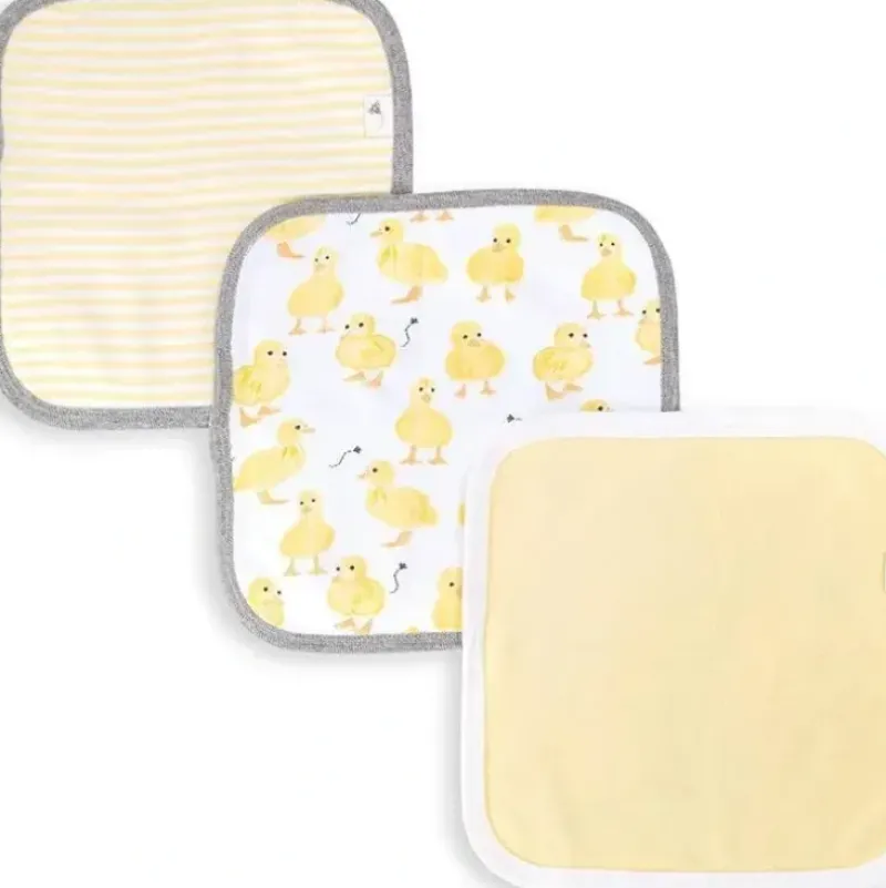 Shop All|Burts Bees - 3Pk Little Ducks Baby Washcloths, Double Cream - cutbabycare.com | baby boutique & care hub