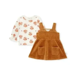 Shop All|Burts Bees - Raised Rib Dress & Sunny Floral Tee Set, Beaver - cutbabycare.com | baby boutique & care hub
