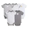 Shop All|Burt's Bees 5-Pack Short Sleeve Bodysuits, Heather Grey - cutbabycare.com | baby boutique & care hub