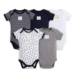 Shop All|Burt's Bees 5-Pack Short Sleeve Bodysuits, Blueberry - cutbabycare.com | baby boutique & care hub