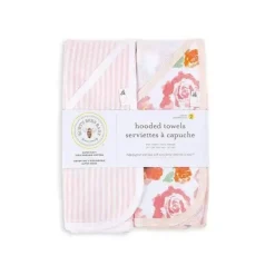 Bath Potty|Burt's Bees Set Of 2 Rosy Spring Hooded Towels Blossom - One Size Hanger - cutbabycare.com | baby boutique & care hub