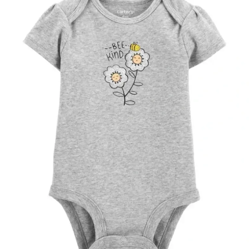 Shop All|Carter's - Baby Girl Bee Kind Original Bodysuit, Gray - cutbabycare.com | baby boutique & care hub